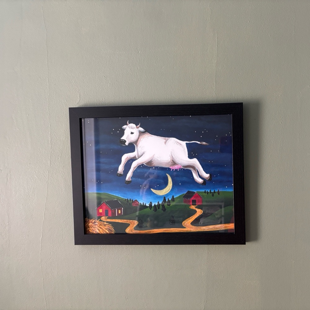 Framed Mixed Media Art with Black Frame